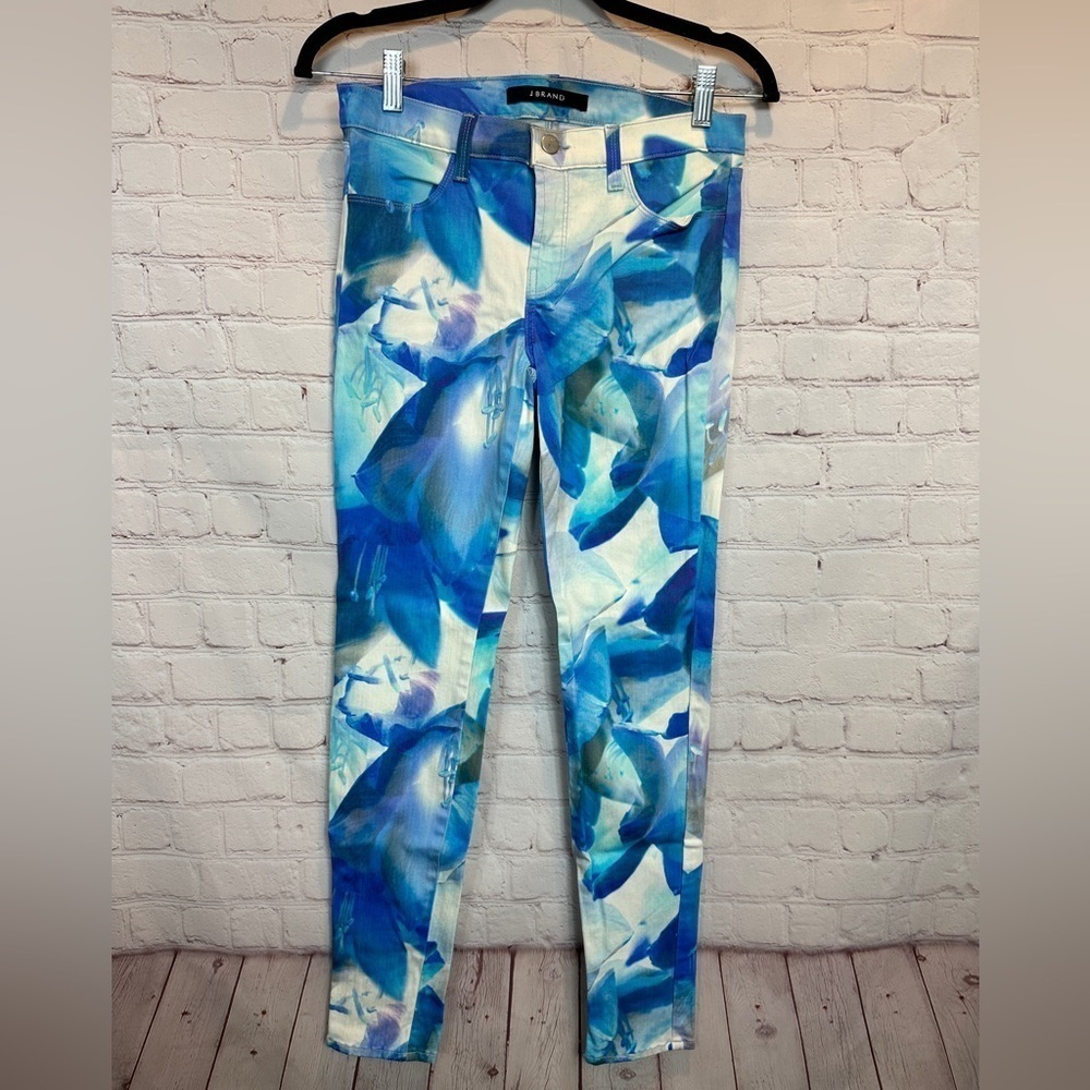 J Brand 620 Super Skinny Power Stretch Jeans Floral Pint Blue Orchid Pants Sz 27